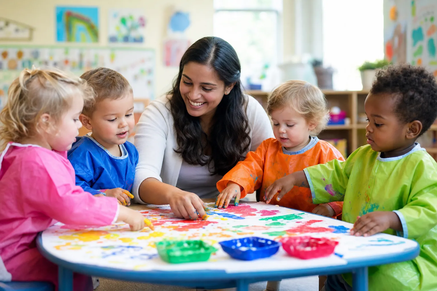 Child focused on a book, early literacy in action